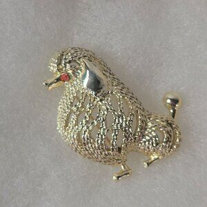 Vintage Sarah Coventry Gold-Tone Textured Classic Poodle Brooch